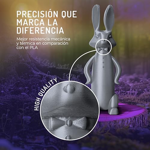 Filamento PETG Plata 1.75mm 300g para Impresora 3D - Compatible con la Mayoría de Impresoras - Precisión Dimensional - Fernando Cortés