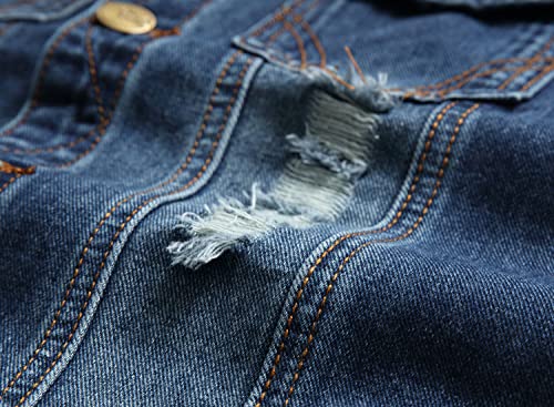 Image of Denim Vest Men Lapel Sleeveless Slim Fit Retro Ripped Casual Jean Vest for Men's