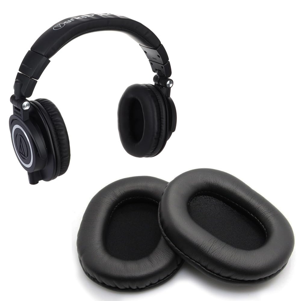 Zapasowe Nausznik do Audio Technica ATH-M50 / M50X / M50XBT / M50RD / M40X / M30X / M20X / MSR7 / SX1 Słuchawek od MMOBIEL - Memory Foam i Protein PU Wymienna Poduszka Uszu - Pady Nauszne - Czarny