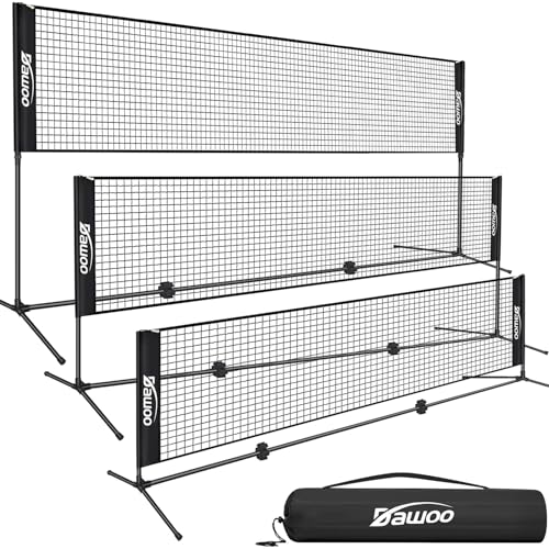 DAWOO 3m/4m/5m Badminton Net Hieght Adjustable Stand and Portable Carry Bag Volleyball Net for Junior Tennis Beach Volleyball Pickleball for Garden Park Outdoors(4M)