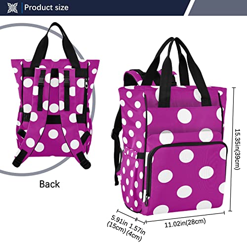 Diaper Bag Backpack For Baby Nappy Changing Bags Multifunction Purple Polka Dot Travel Backpack(238Rh7A) #TOP2