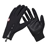 SyuuYou アウトドア 登山 トレッキンググローブ 防寒防風 滑り止め付き 換気性 タッチパネル対応 ウォーム 秋冬用 男女兼用 手袋 (ブラック, XL)