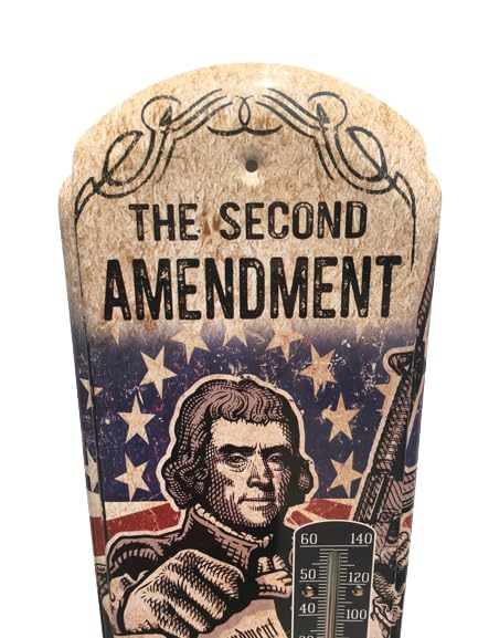 Miniatura 8 de Termómetro de pared de metal calibre 22, litografía de metal, mide 5 x 17 pulgadas, para interiores o exteriores, elige estilo (no me pises)