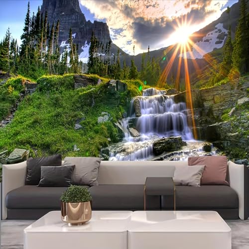 GLWDMB 1 tapiz de poliéster con diseño de montaña y cascada, para colgar en la pared, para dormitorio, oficina, dormitorio, decoración de fiestas, con paquete de instalación, 150 x 100 cm