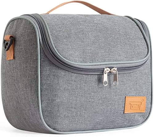 Miniatura 4 de XINSHUN Bolsa de almuerzo para adultos, reutilizable, aislada, bolsa térmica neutra ideal para el trabajo, picnic, cilindro (gris)