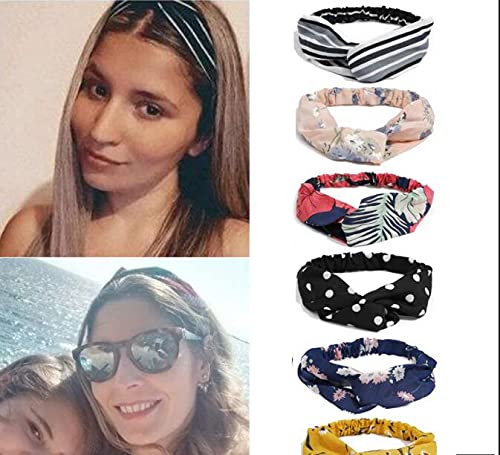 Retro Wave Point Cross Sports Elastic Headband Printing Wide Side Cross Headband Simple Elastic Headband 8