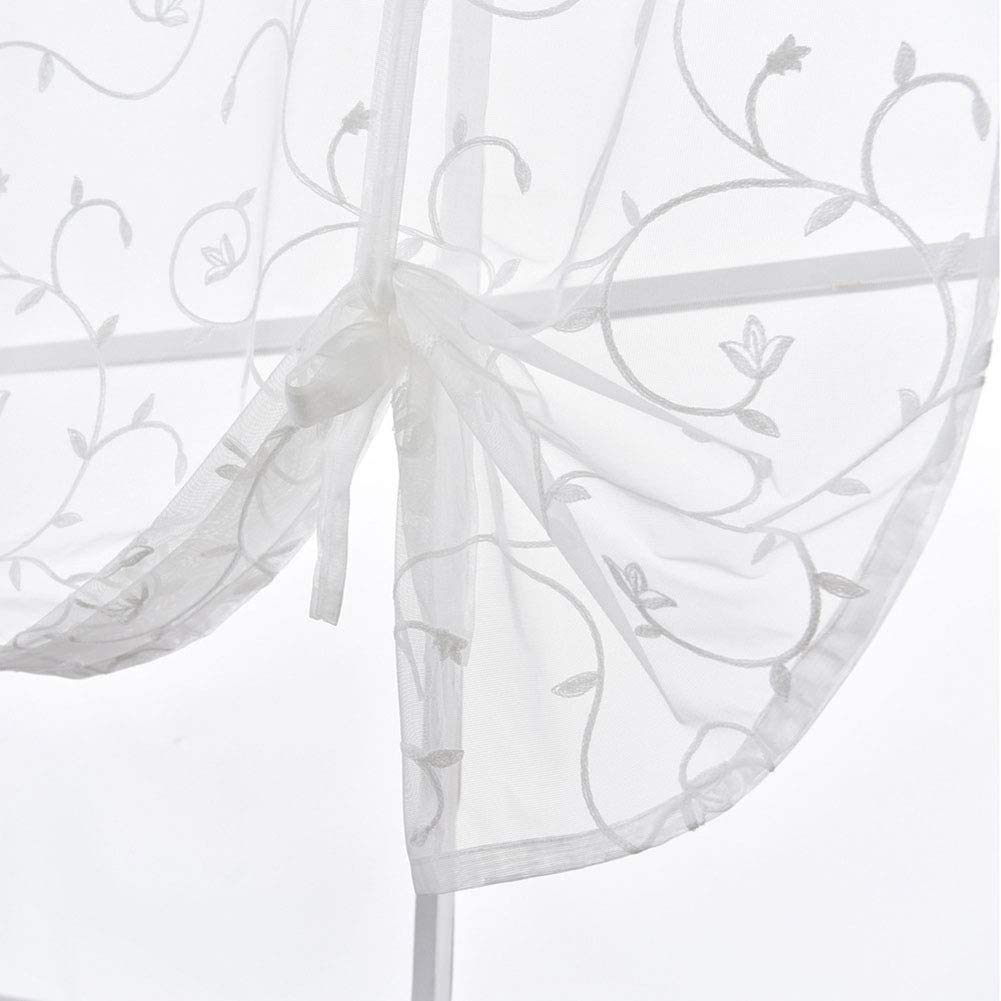 Tenda a Pacchetto in Voile con Passanti Tende in Tulle monocromatiche Trasparenti Tenda Romana in Stile Semplice per Cucina, Bagno e Balcone 1 Pezzo,Bianco,117 * 160 cm