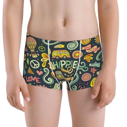 Boys' Cotton Boxer Brief Soft Underwear-Colorful Hippie