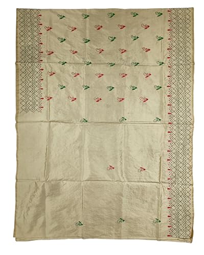 Image of SHRISTI CLOTHINGS Women's Hand Embroidered Cotton Silk Kantha Stitch Saree with Blouse Piece (SB420324 SWD53)
