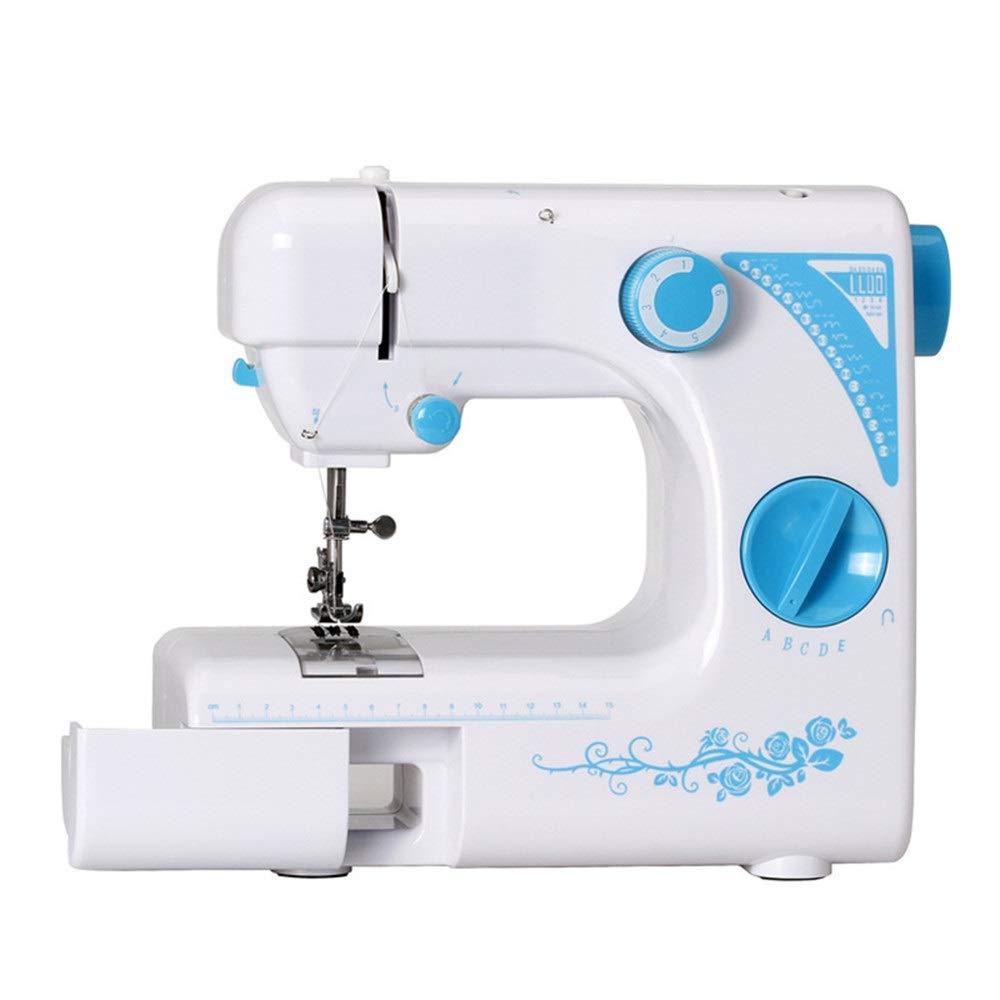 Portable Electric Handheld Embroidery Overlock Quick Small Sewing Machine Household 19 Stitch Sewn Electric Sewing Ma Dfbbb (Color : White, Size : One Size)