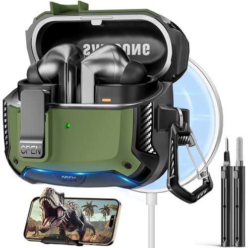 Image of Compatible with Samsung Galaxy Buds 3 Case & Galaxy Buds 3 Pro Case with Phone Stand, Compatible with MagSafe, (Dark Green)