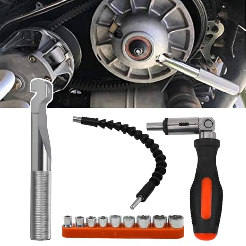 Sporacingrts YMX3-1-XBL204+XBL203-S Belt Changing Removal Tool Clutch Cover Compatible With Polaris Rzr S 900/ Xp/Rzr Xp4 1000 Belt Changing Removal Tools With Flexible Drill Bit Extension Kits cover