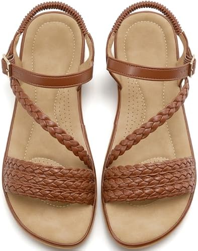 Aomigoct Dressy Womens Sandals Summer: Comfortable Strappy Flats ...