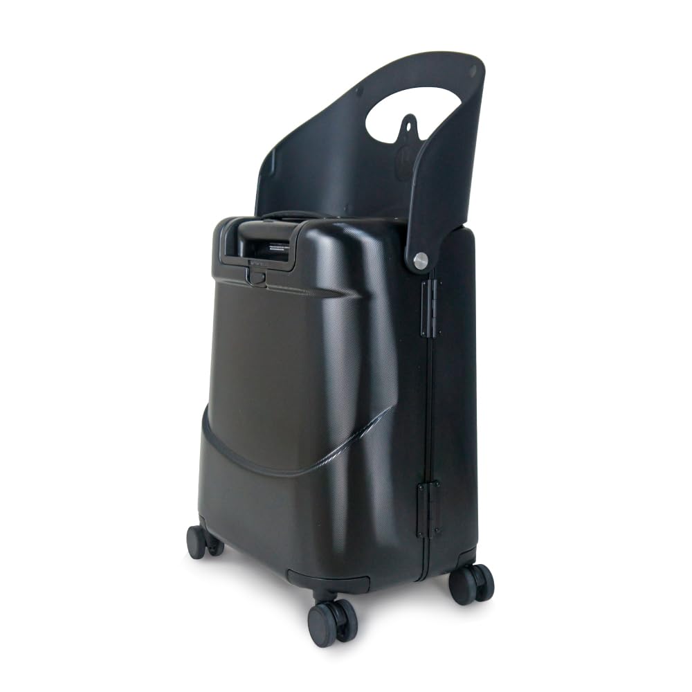 MiaMily 4-Wheel Carry-On Luggage with Seat Ride-On Suitcase for Easy Family Travel Seat Belt 43L Hard Shell Waterproof