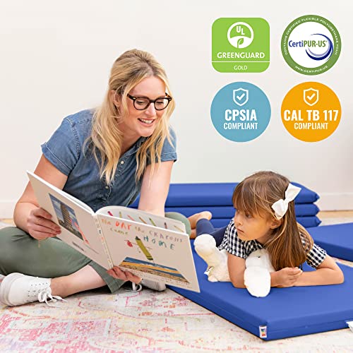 Image of ECR4Kids SoftZone Rainbow Rest Mat, 2in, Sleeping Pad, Blue, 5-Piece