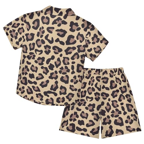 Image of Sunflower Floral Yellow Black Short Sleeve Hawaiian Button Down Shirts and Short Sets for Boys Toddler Summer Outfits