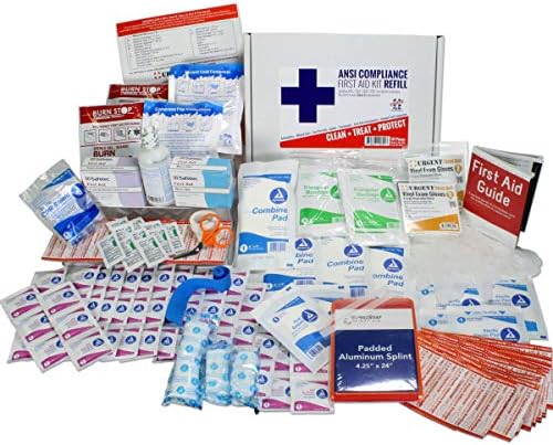 OSHA & ANSI First Aid Kit Refill/Upgrade, 50 Person, 196 Pieces, ANSI 2015 Class B - Includes Splint, Tourniquet, Tools, Single dose and More: Fill Your kit or use to Upgrade to Current regulations