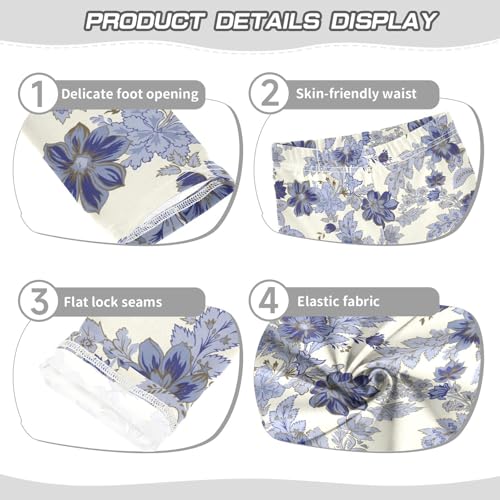 Hand Drawn Floral Pattern Background Girls Leggings,Workout Leggings for Girls Toddler Athletic Leggings Size for 3-10T3