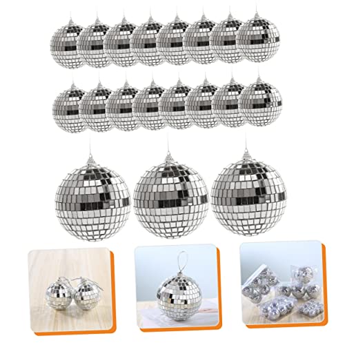 Bola espejada decorativa SaditY, 24 unidades, para árbol de Navidad, fiestas y decoración de eventos, diseño disco ball plateado con espejos pequeños miniatura 6