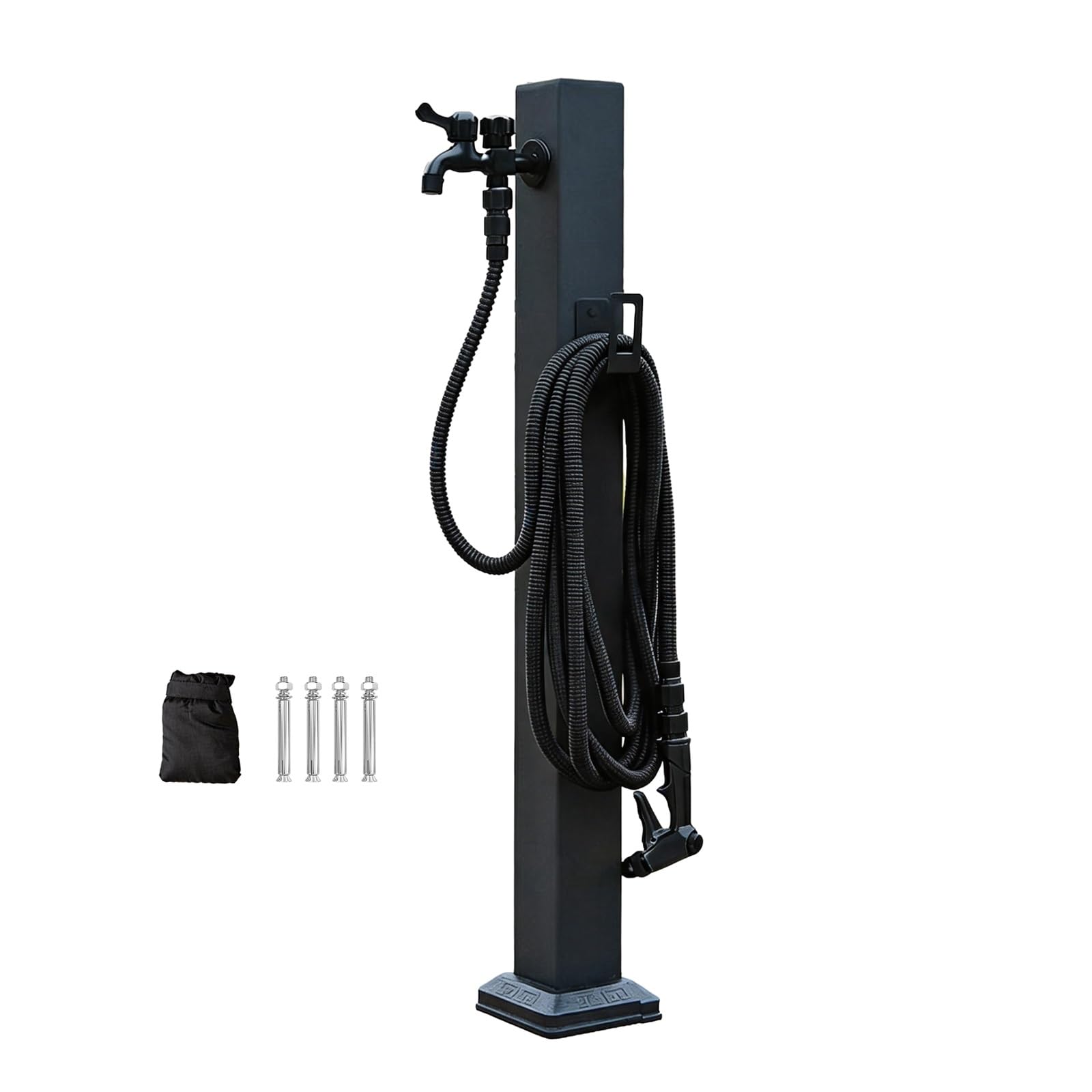 TYYCKJ Outdoor Water Column with Faucet, Stainless Steel Yard Tap Hydrant, Durable Freestanding Garden Fixture with Brass Spigot and Hose Holder