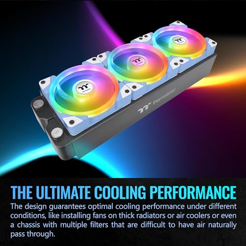 Image of Thermaltake SWAFAN EX 12 ARGB Cooling Fan, Hydrangea Blue, 3-Fan pcak, 500~2000 RPM, Magnetic Connection, Reversable Blades, sync with MB RGB Software, CL-F183-PL12BU-A