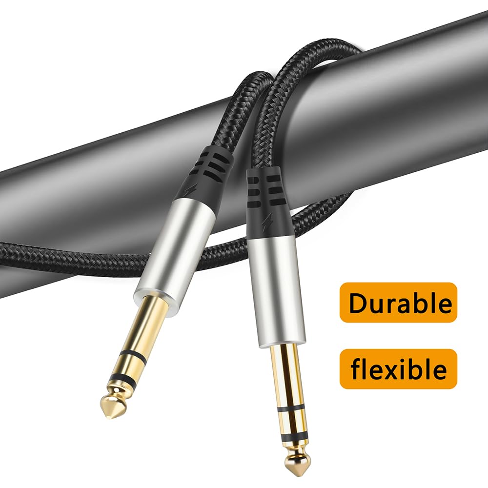 TRS-Instrumentenkabel, 6,35 mm gerade, 6,35 mm Stecker, Nylon, geflochtenes Studiokabel (2 Stück)