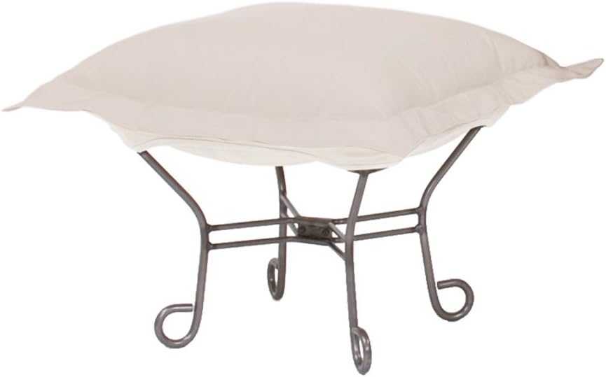 Howard Elliott Collection Puff Ottoman Cushion With Cover, Square Replacement Cushion for Sofa Furniture with 100% Natural Linen Fabric for Chairs & Furnitures, 24 x 24 Inch, Seascape Sand