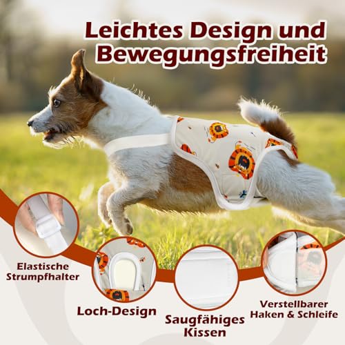 FuzzFables 3er-Pack waschbare Hundewindeln für Hündinnen, mit verstellbaren Trägern, Wiederverwendbare Hundehöschen für die Läufigkeit, Feste Einteiler für aktive Hunde, saugfähig auslaufsicher XS
