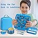 JXXM Bento Lunch Box for Kids With 8oz Soup thermo,Leak-proof Lunch Containers with 5 Compartment,thermo Food Jar and Lunch Bag, Food Containers for School (A-Blue(Extreme Locomotive))