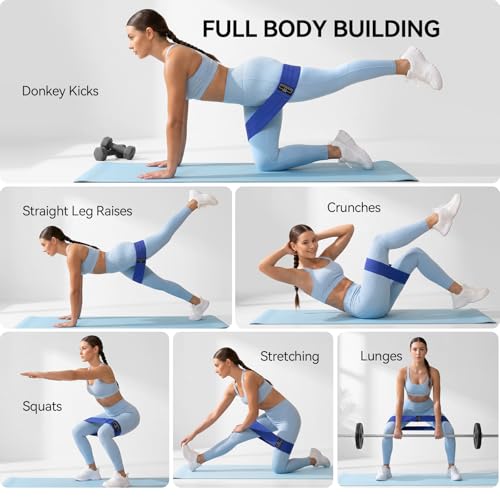 Image of Renoj Resistance Bands for Working Out: 3-Set Professional Exercise Bands for Pilates, Yoga, Home Gym, Booty, Leg Training | Heavy /Medium /Light Fabric Loops for Women Men