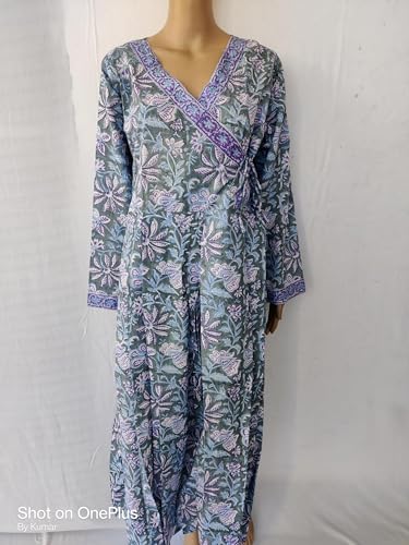 Cotton Japanese Night Women's Dress Block Print Kimono Robe Ethnic Long Bridesmaid4