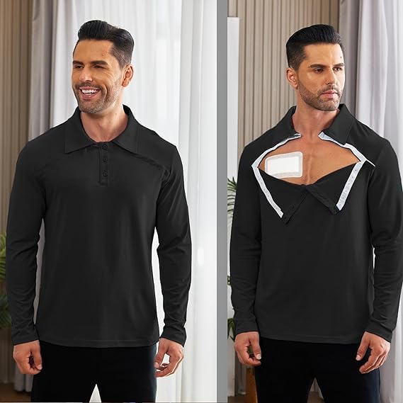 Deyeek Unisex Chemo Shirts for Port Access Post Shoulder Surgery Recovery Shirt Long Sleeve Tear Away Adaptive Chemo Clothing - Image 6