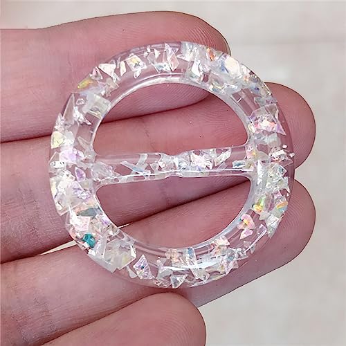 Image of GSHLLO 6 Pcs Round Resin Clothes Buckles Silk Scarf Ring Clip Glitter Shirt Wrap Holder T Shirt Tie Clips Knotted Button Circle Clothing Clip for Women Lady