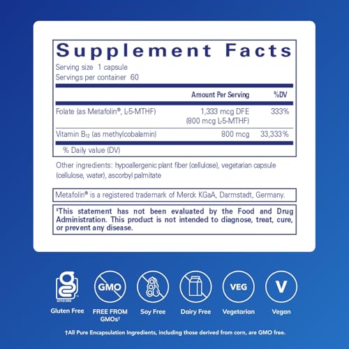 Pure Encapsulations B12 Folate, 60 Capsules - Image 2