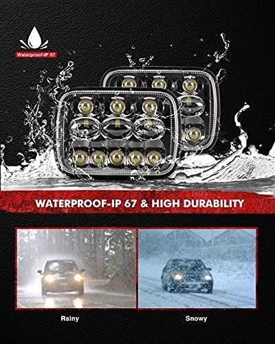 Kax 7X6 5X7 Led Headlights 300% Brighter Upgraded Led Sealed Beam Headlamps With High Low Beam H6054 6054 Led Headlights Replacement For Yj Cherokee Xj Savana Truck With H4 Adapters 2Pcs #TOP3