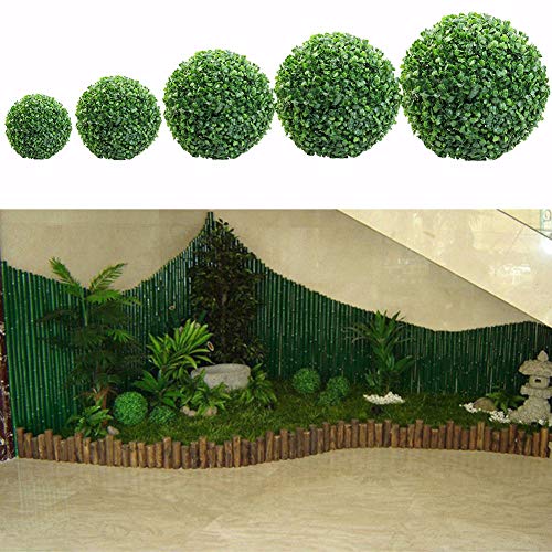 Mrisata Artificial Plant Topiary Ball Faux Boxwood Decorative Balls Green Grass Plant Ball Spheres for Backyard, Balcony,Garden, Restaurant Valentines Day, Wedding Party and Home Decor (10cm)
