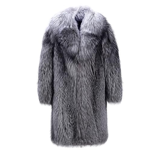 Men's Faux Mink Fur Length Coat Trendy Fuzzy Fox Fleece Jacket Winter Warm Fur Long Sleeve Coats