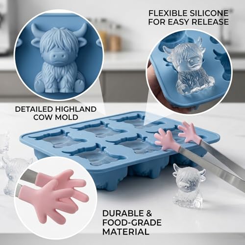 Molde de silicona para cubos de hielo vaca de las Highlands miniatura 3