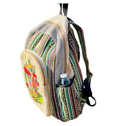 Handmade Unique Design Himalayan Hemp Cotton Backpack 17 IN Large Hippie, Festival, Hiking & Tablet Laptop Backpack Bag - Made In Mt. Everest Country Nepal3