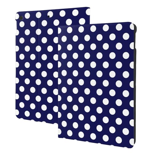 Protection iPad 10.2 veille automatique avec coque antichoc imprimé pois marine