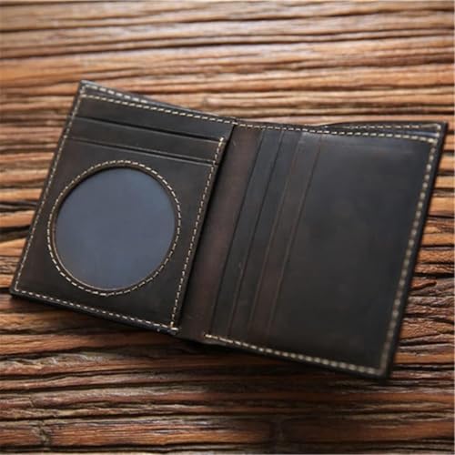 Handmade Vintage Men's Short Wallet, Head Cowhide Leather Money Clip, Genuine Leather Slim Wallet2