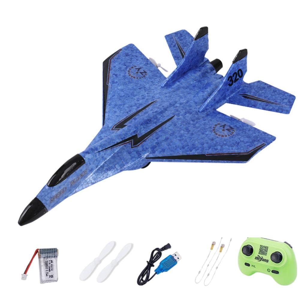 Colcolo RC Plane Control 2CH 2.4G RC Plane with Lights, Remote Control Wireless Airplane Toy, Outdoor Foam RC Fighter Airlane Jet for Beginner, Easy for Adults Kids, Blue