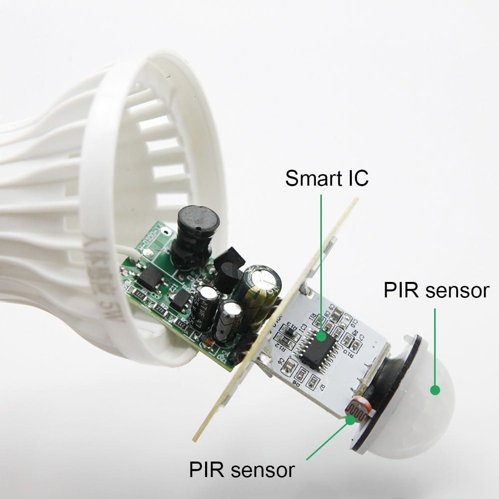 fengyan Casa bombillas, Paquete de 10, luz LED con sensor E27 AC220V bombilla nocturna escalera pasillo lámpara con sensor automático Familiar Lámpara(7W PIR Sensor)