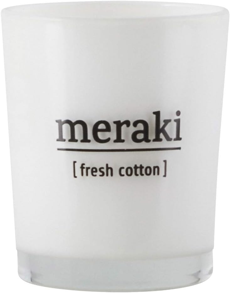 Meraki Fresh Cotton Scented Candle, 5.5 x 6.7 cm, White