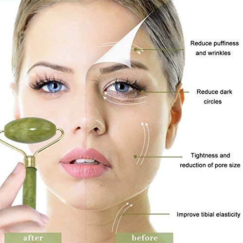 FRCOLOR 1 conjunto de rolo de quartzo para rosto de jade com rolo de quartzo Gua Sha raspagem, ferra