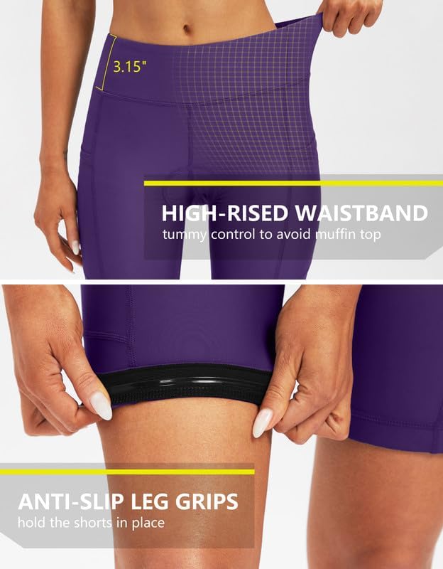 Bikewa Women's 4D Padded Bike Shorts Cycling Riding Road Biking Bicycle Cycle Shorts for Women Zipper Pockets