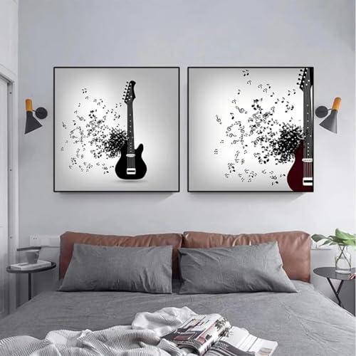 Toile de disques vinyles noir et blanc 80x80 cm x 2 sans cadre