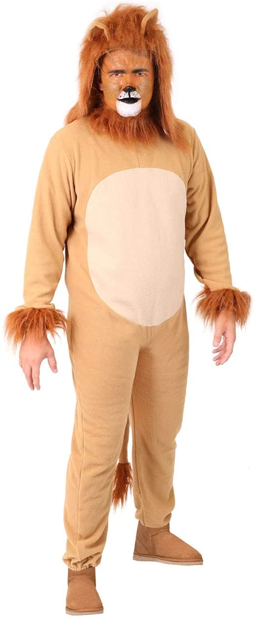 Déguisement de lion 2 pièces pour adulte Combinaison avec queue + capuche séparée pour déguisement + peinture visage rouge et blanc Costume de supporter de l'Angleterre Taille S