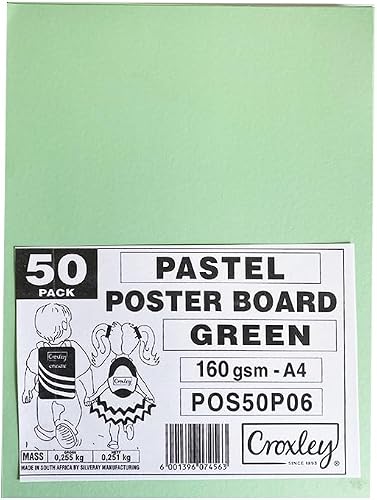 160gsm Pastel Poster Board Pack 50's- Green