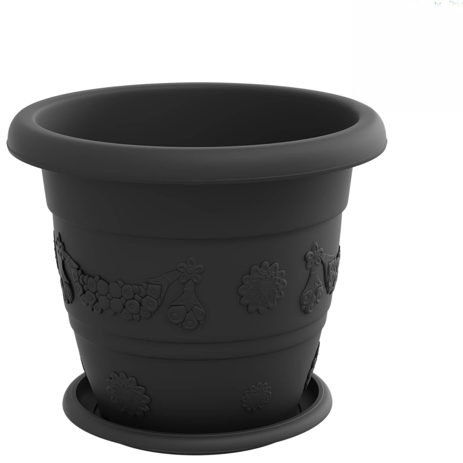 Blumentöpfe 24er Set Schwarz Ø 26 x 21,5 cm, Modernes Pflanzgefäß aus Kunststoff für Innen und Außen, Zylindrische Blumentöpfe mit Entwässerungslöchern für Garten und Balkon